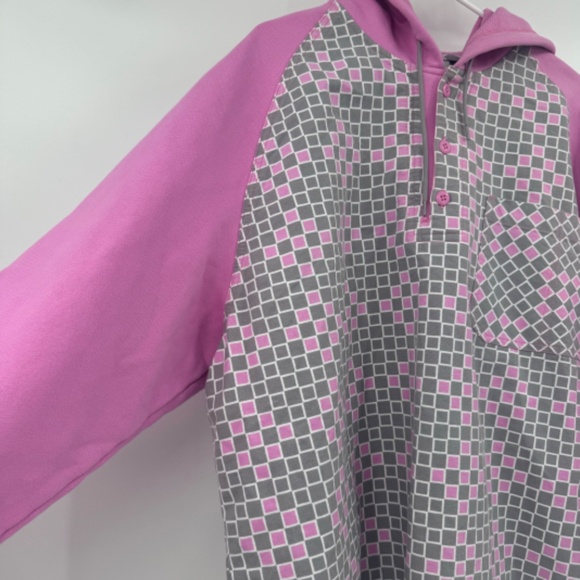 Levis Hoodie Men Large NEW Pink Gray Checker Pullover Skateboarding Sweatshirt - Picture 5 of 11